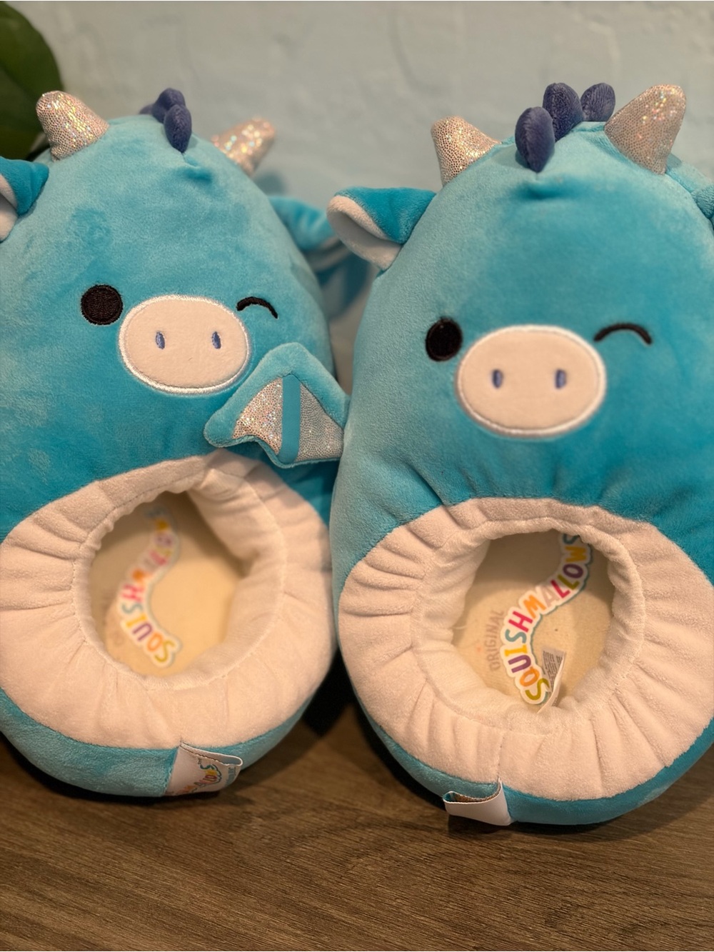 Squashmallow Blue Dragon Kids Slippers